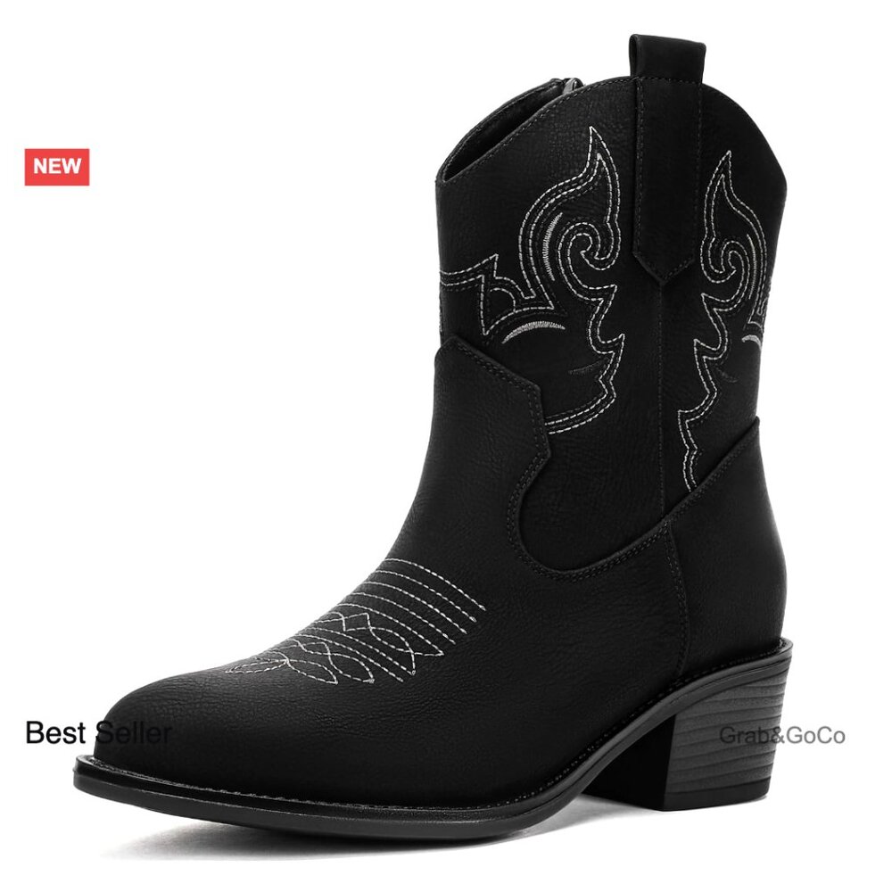Knee High Boots Wide Calf Square Toe Chunky Heel Tall Boots Side Zipper